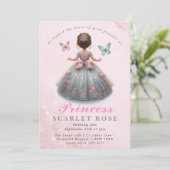 ピンクのシルバー姫のドレス おとぎ話の誕生日パーティー 招待状 (スタンド正面)