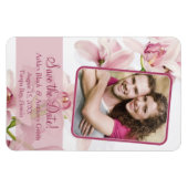 ピンクのシンビジウムオーキッド結婚フローラのフォトマグネット マグネット (横)