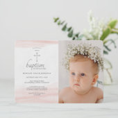 ピンクのシンプルな写真招待状 招待状 (スタンド正面)