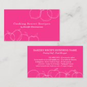 ピンクのシンプルな手作りフルーツスケッチパン屋さんレシピ 名刺 (正面/裏面)