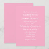 ピンクのシンプルな結婚式招待状 招待状 (正面/裏面)