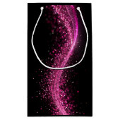 ピンクのシークインの光沢のある紙バッグは黒 スモールペーパーバッグ (裏面)