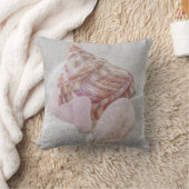 ピンクのシーグラスとシーシェル – 枕 (ブランケット)