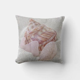 ピンクのシーグラスとシーシェル – 枕