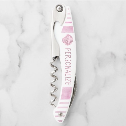 ピンクのシーシ航海のェルのパーソナライズ ソムリエナイフ (正面)
