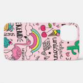 ピンクのシームレスな繰り返しスケッチにカワイイを搭載 Case-Mate iPhoneケース (裏面 (横))