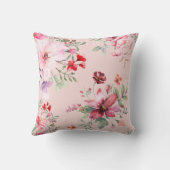 ピンクのシームレスな背景とバラ装飾用クッション クッション (裏面)