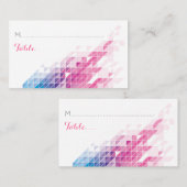 ピンクのジオメトモダンリ結婚三角形の座席表 プレイスカード (正面/裏面)