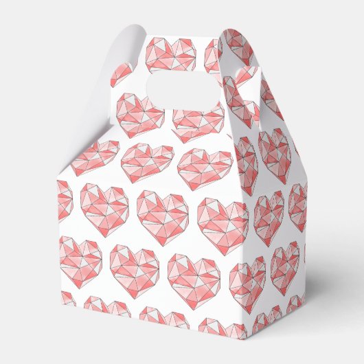 ピンクのジオメトリックウォーターのカラーハート フェイバーボックス (正面サイド)