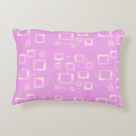 ピンクのジオメトリックストライプス アクセントクッション