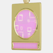 ピンクのジオメトリックストライプス ゴールドプレートバナーオーナメント (左)