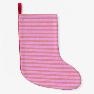 ピンクのジオメトリックストライプス スモールクリスマスストッキング