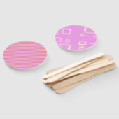 ピンクのジオメトリックストライプス ハンドファン (組立なし)