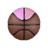 ピンクのジオメトリックストライプス ミニバスケットボール (右)