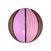 ピンクのジオメトリックストライプス ミニバスケットボール (縦)