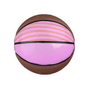 ピンクのジオメトリックストライプス ミニバスケットボール