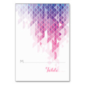 ピンクのジオメト結婚リ三角形の折り曲げ座席表 テーブルナンバー (正面)