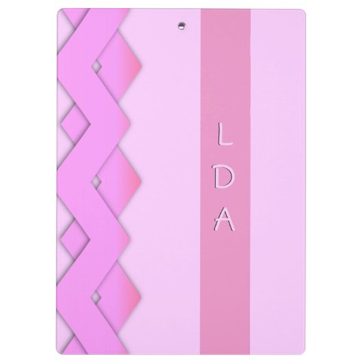 ピンクのジグザグ形のモノグラムの用箋挟 クリップボード (裏面)