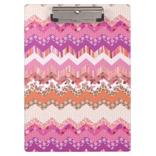 ピンクのジグザグ形の背景 クリップボード (正面)