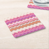 ピンクのジグザグ形の背景 スクエアペーパーコースター (アングル)