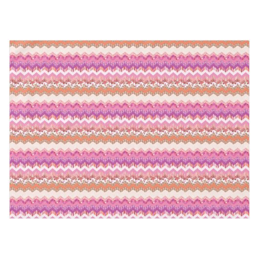 ピンクのジグザグ形の背景 テーブルクロス (正面(横))