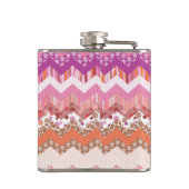 ピンクのジグザグ形の背景 フラスク (裏面)
