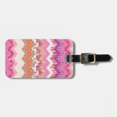 ピンクのジグザグ形の背景 ラゲッジタグ (正面横)