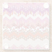 ピンクのジグザグ背景 ガラスコースター (裏面)