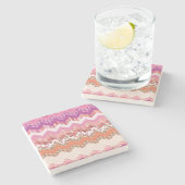 ピンクのジグザグ背景 ストーンコースター (横)