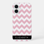 ピンクのジグザグ+ピンクのシェブロン+波模様+お名前 iPhone 16ケース (裏面)