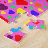 ピンクのジグソーパズルの愛ハート ジグソーパズル (側面)