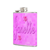 ピンクのジャネット名ロゴ、 フラスク (左)