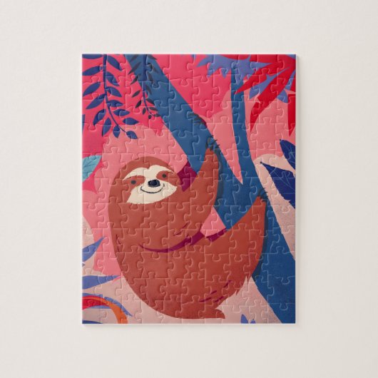 ピンクのジャングルに飾り付けカラフルのろま ジグソーパズル (縦)