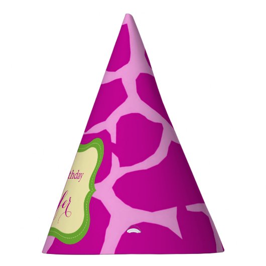 ピンクのジャングルサファリの動物の少女 パーティーハット (右)