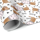 ピンクのジャンパーを着た可愛いダシュント犬 ラッピングペーパー (ロールコーナー)
