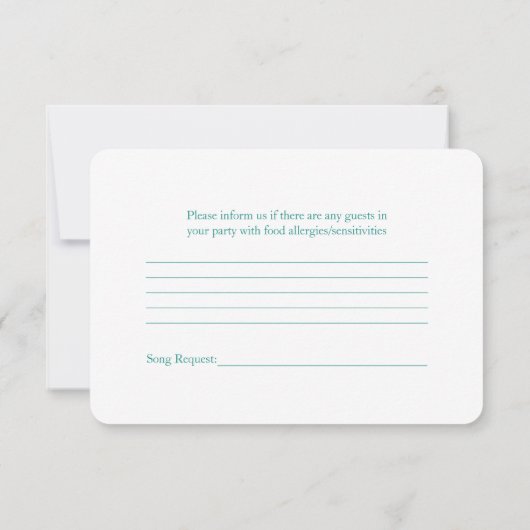 ピンクのジャーバーのデイジー ターコイズのリボン 結婚式の出欠確認 出欠カード (裏面)