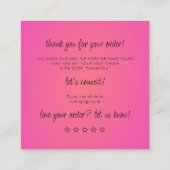 ピンクのジュエリー気にの指示Business Thank You エンクロージャーカード (裏面)