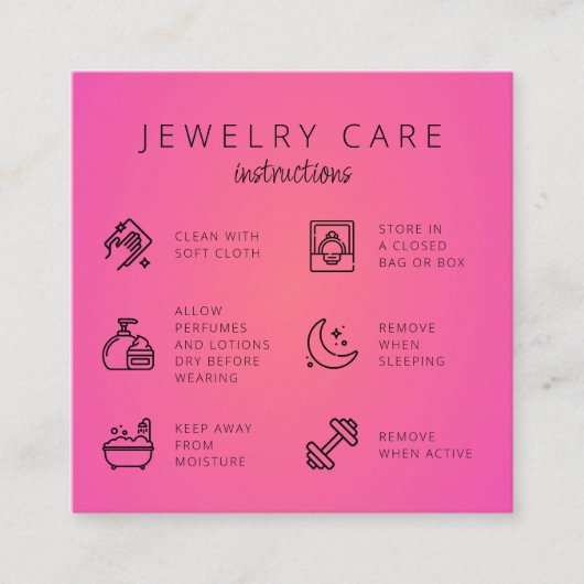 ピンクのジュエリー気にの指示Business Thank You エンクロージャーカード (正面)