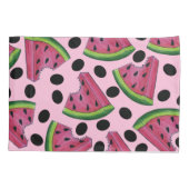 ピンクのジューシーなスイカくさび種子フルーツ 枕カバー (裏面)