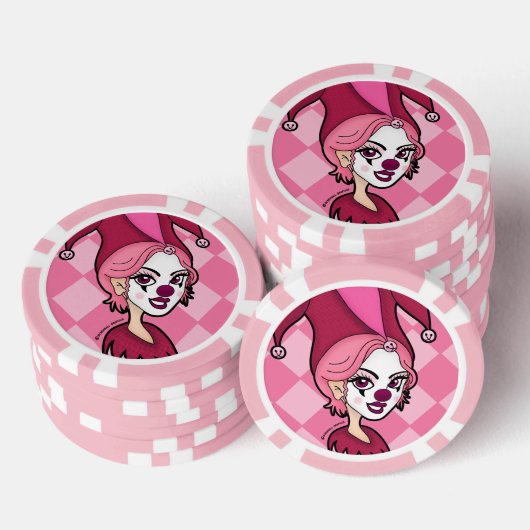 ピンクのジョーカー ポーカーチップ (積み重ね)