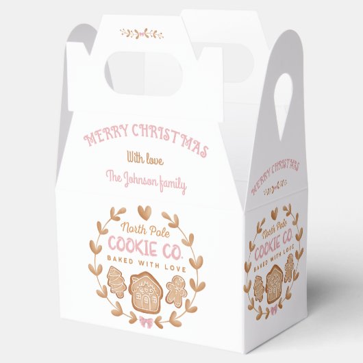 ピンクのジンジャーブレッドクリスマスクッキーの交換名 フェイバーボックス (オープン)