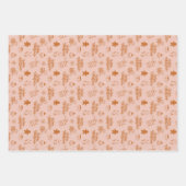 ピンクのジンジャーブレッドクリスマス ラッピングペーパーシート (正面3)