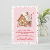 ピンクのジンジャーブレッドハウスクッキー交換会 招待状 (スタンド正面)