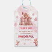 ピンクのジンジャーブレッドハウス クリスマス ファーストバースデー ギフトタグ (裏面)