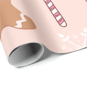 ピンクのジンジャーブレッドマンクリスマス ラッピングペーパー (ロールコーナー)