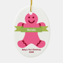 ピンクのジンジャーブレッド子供の緑のバナー名ベビー最初