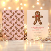 ピンクのジンジャーマンクッキー交換クリスマス 招待状