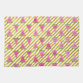 ピンクのスイカと黄色のストライプ夏のパターン キッチンタオル (横)