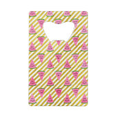 ピンクのスイカと黄色のストライプ夏のパターン クレジットカード栓抜き (正面)