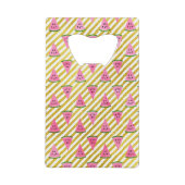 ピンクのスイカと黄色のストライプ夏のパターン クレジットカード栓抜き (裏面)